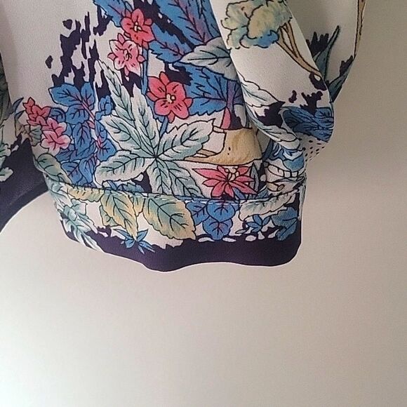 NWT Jeunesse XS Retro Printed Silk Button Front Top Blouse Modest Long Sleeve - Picture 8 of 16